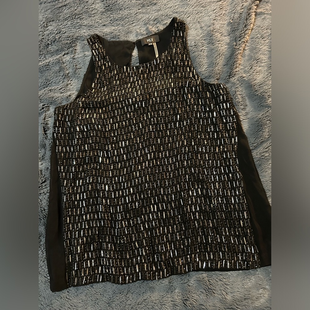 MVL black Sequin Bleaded party top.